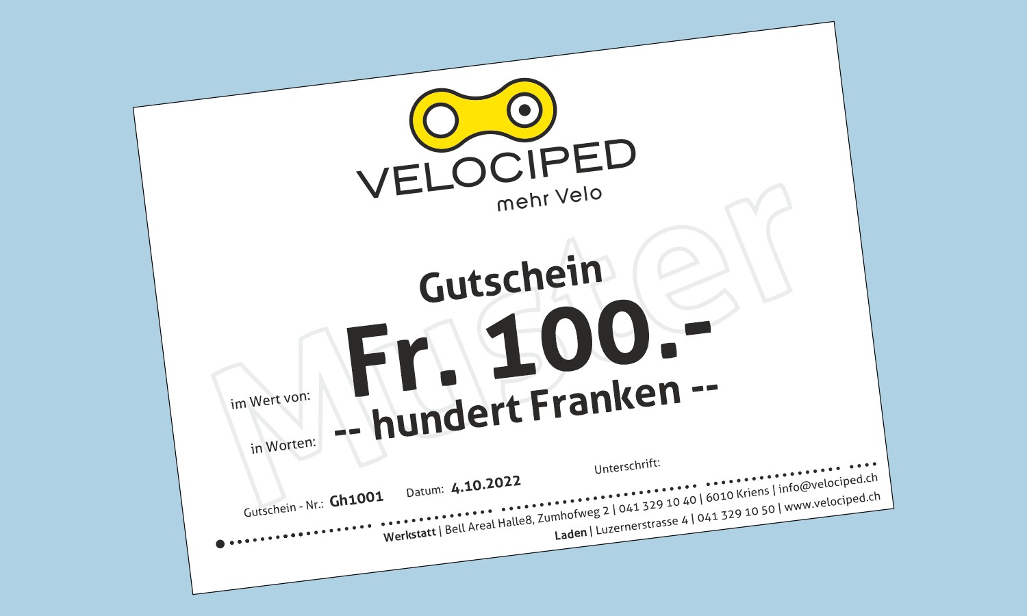 Velociped-Gutscheine: auch online